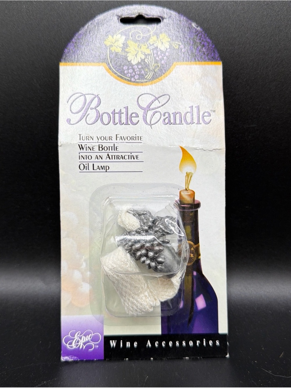 NEW Vintage 1999 Epic Ceramic Wine Bottle Candle Oil Lamp Accessories NOS Gift